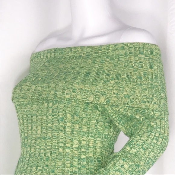 AFRM Green &Yellow Marled Long Sleeves Off Shoulder Bodysuit Sweater Size Medium - Picture 9 of 16